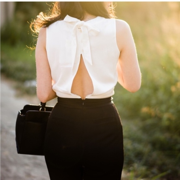 NWT Kate Spade Jumpsuit Colorblock Back Tie in Black White - Picture 5 of 10